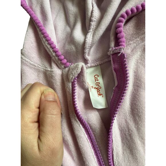 Cat & Jack light pink purple zip up robe dress soft terry cloth hooded 3t - Picture 3 of 3